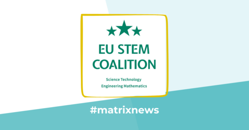 Die Grafik zeigt das Logo der EU STEM Coalition. Unter der Grafik steht die Schriftzeile "#matrixnews".